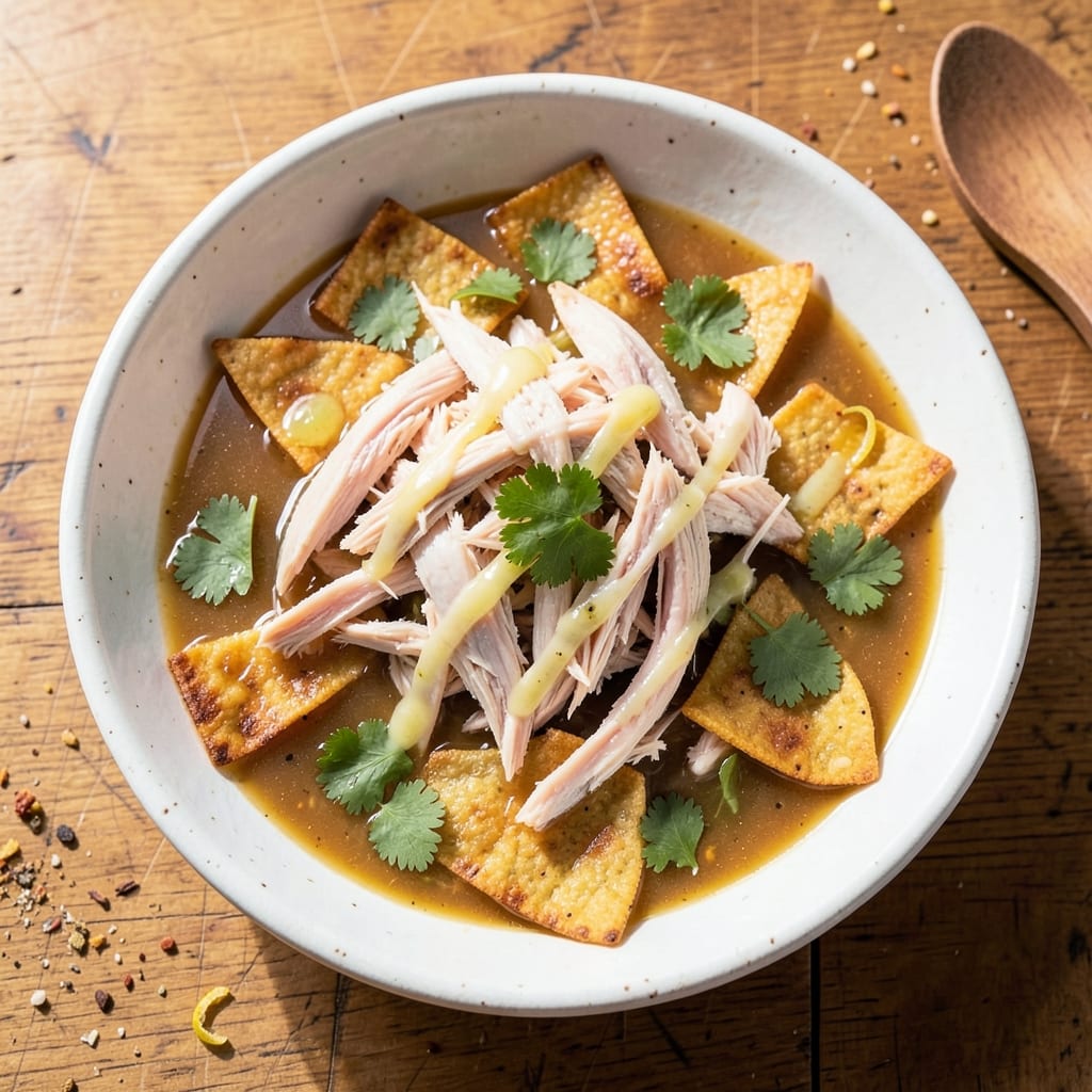 5-Ingredient Chicken Tortilla Soup Recipe: Zesty Tortilla Crunch in 25 Minutes