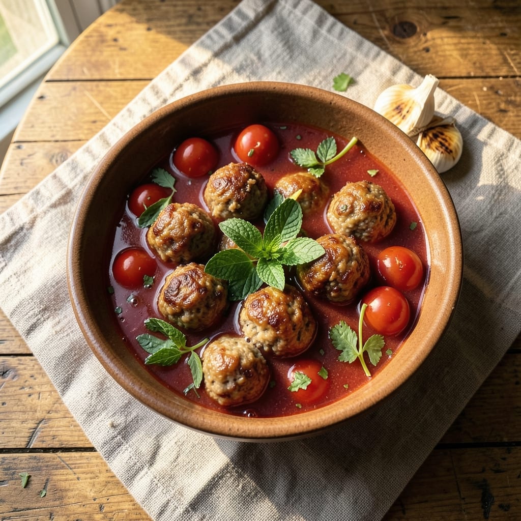 Albondigas Soup Recipe With Mint: Herbed Meatballs in Bright Tomato-Basil Broth