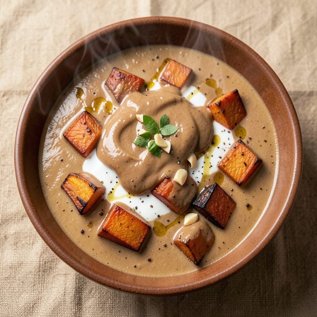 African Peanut Sweet Potato Soup Recipe: Toasted Peanut and Ginger Velvety Smoothness