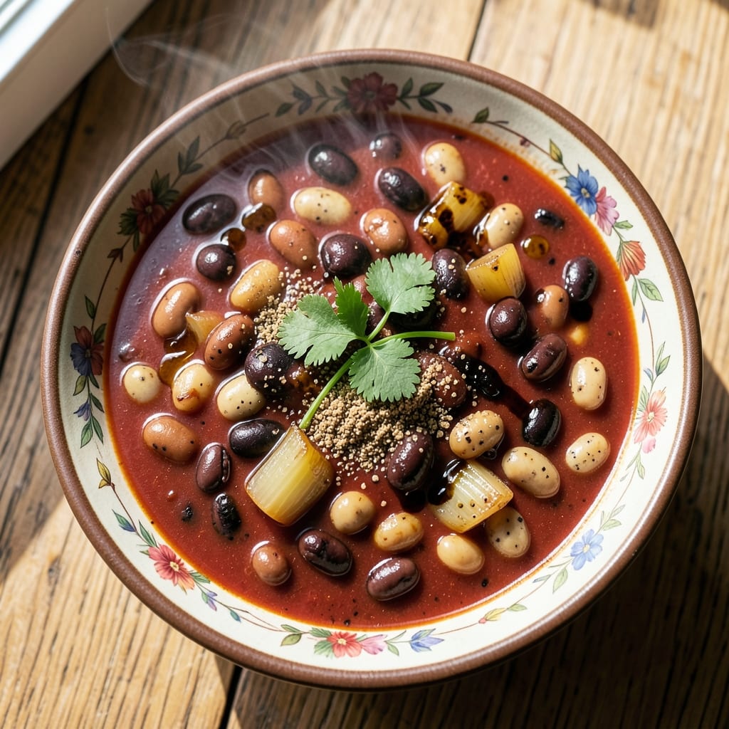 3 Bean Chilli Soup Recipe: Smoky Pantry Staples Simmered to Rich Depth