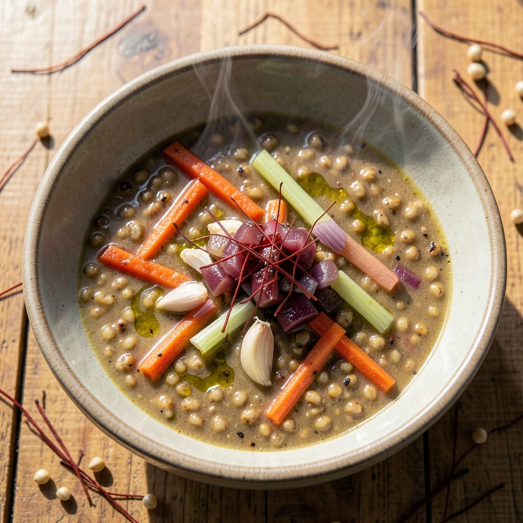 Aladdin's V9 Soup Recipe: Toasted Barley and Saffron Crunch Fusion