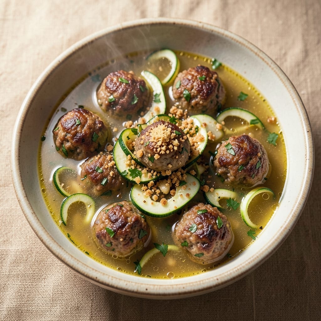 Albondigas Soup Recipe with Zucchini: Herb-Packed Meatballs in Light Tomato Broth