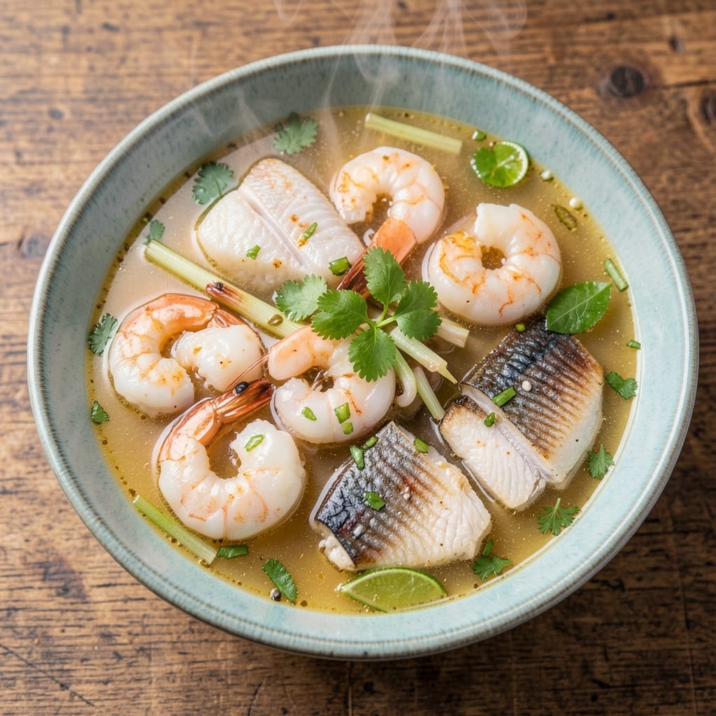 7 Fish Soup Recipe: Thai-Inspired Herbal Broth with Seven Seafood Stars