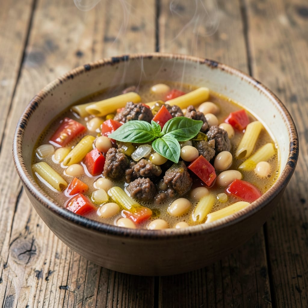 30-Minute Hamburger Minestrone Soup Recipe: Hearty Pasta and Bean Powerhouse