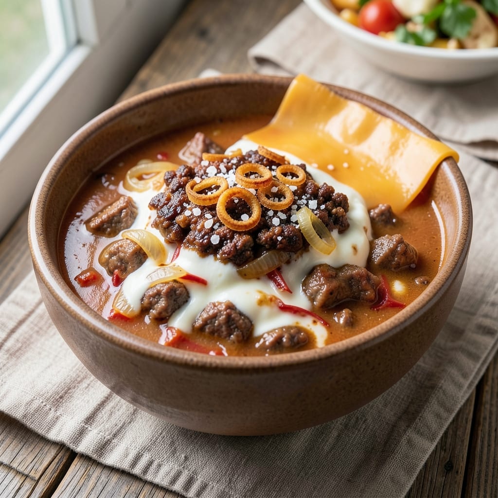 All-American Cheeseburger Soup Recipe: Juicy Beef and Cheese Swirls in One Pot