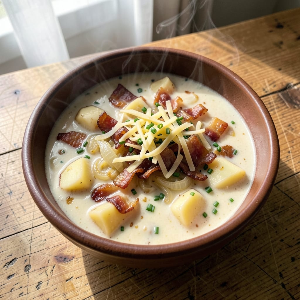 Aldi Potato Soup Recipe: Thickened With Velvety Cheese and Crispy Bacon Top