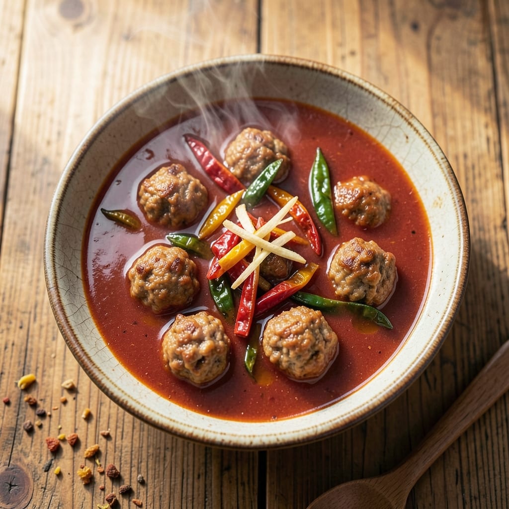 Achara Soup Recipe: Smoky Tomato and Spiced Meatball Delight