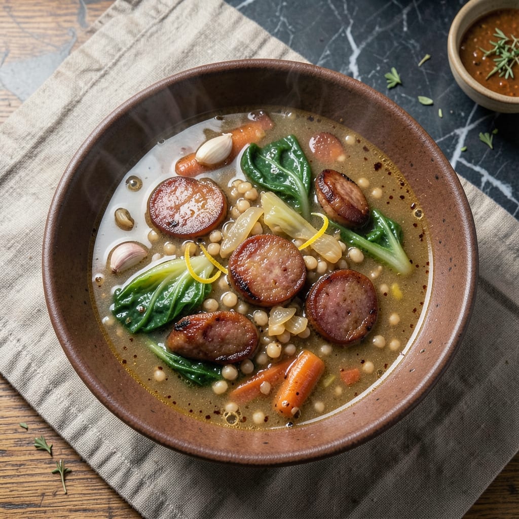 Abram Anderson's Cabbage Soup Recipe: Smoky Sausage and Barley Harmony